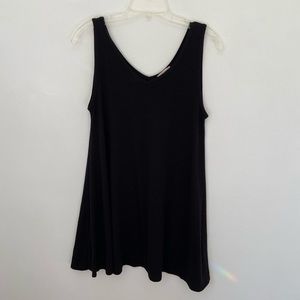 Simple black summer dress with v neck line